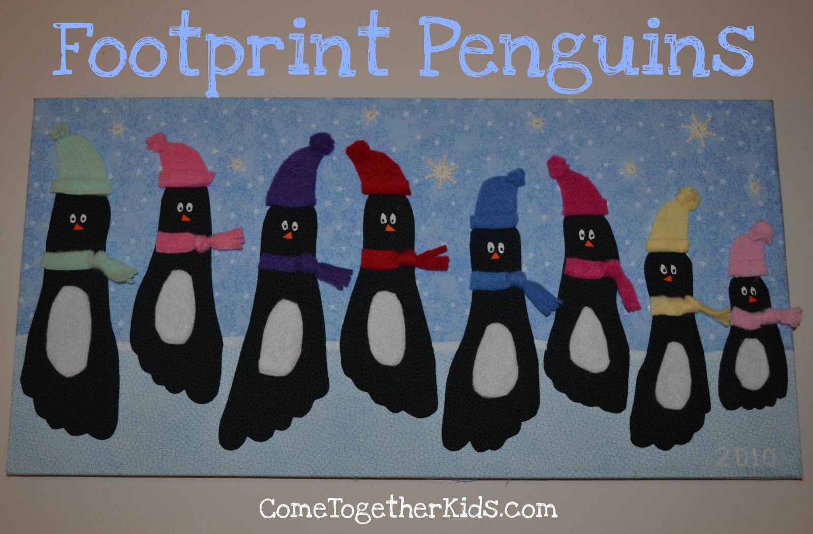 Come Together Kids: Footprint Penguin Wall Hanging